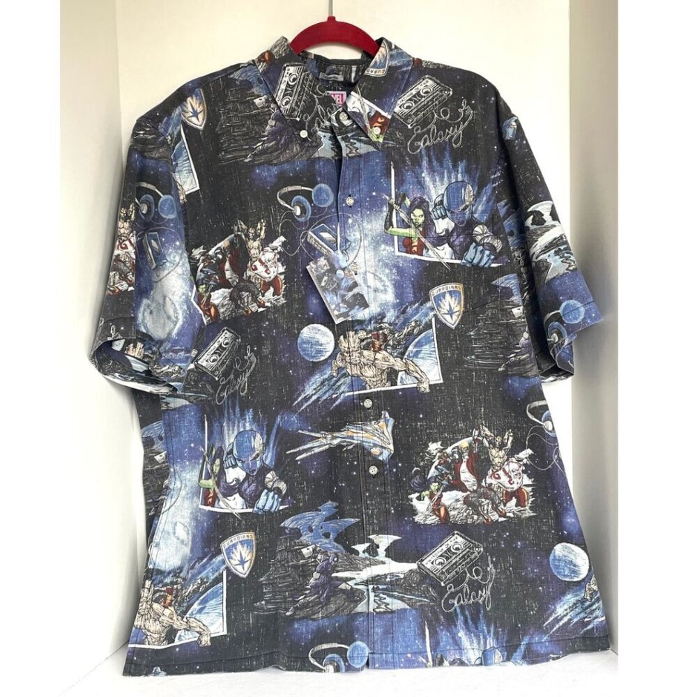 Reyn Spooner Marvel Guardians of the Galaxy Blue Hawaiian Aloha Shirt Mens XL